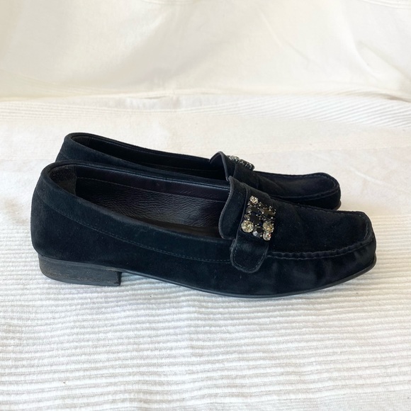Stuart Weitzman Black Suede Loafers - Picture 5 of 16